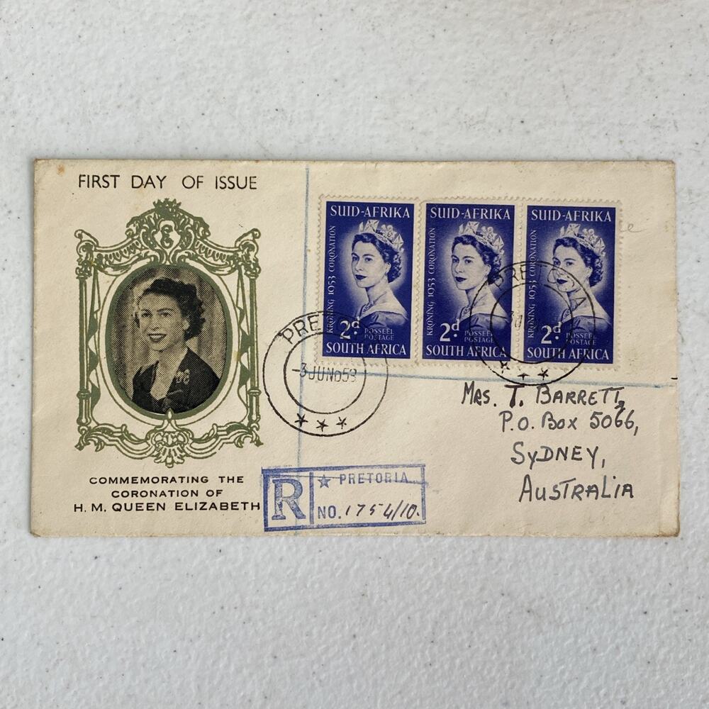 1953 Coronation of Queen Elizabeth First Day Of Issue 2c Stamp Card South Africa